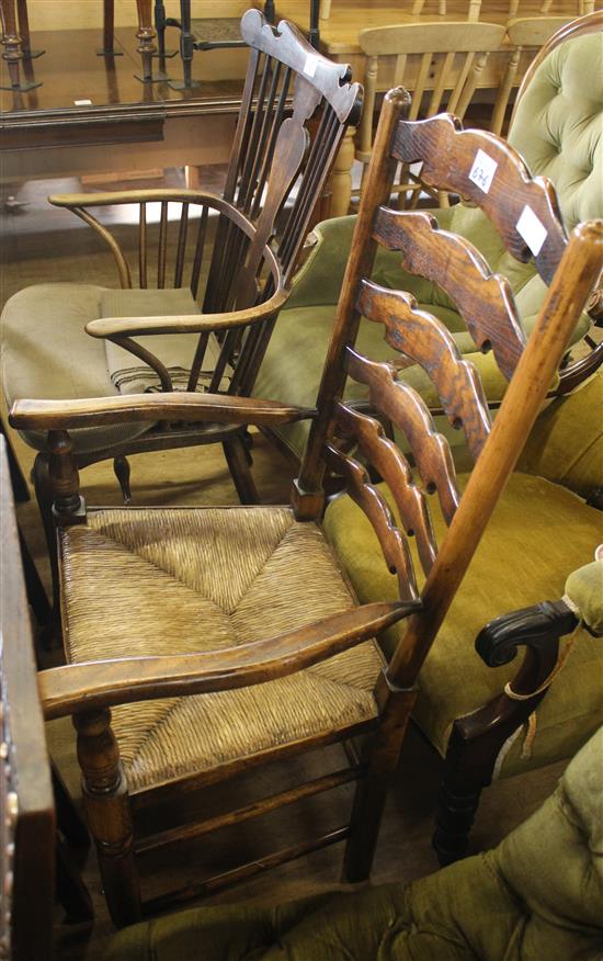 Comb back ellbow chair and ladderback chair